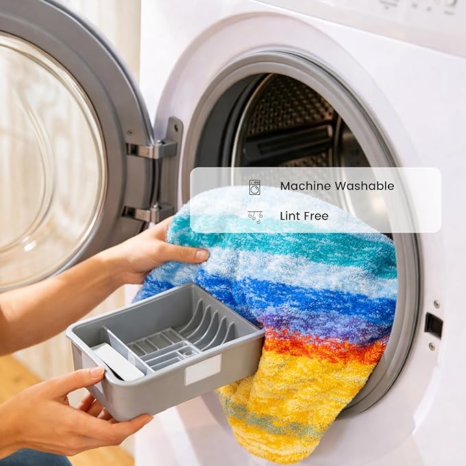 SEMAXE Bath Towel Set, 8 Piece Towel Set for Bathroom, Quick Dry Cotton Towels with Hanging Loops, Easy Care, Colorful Striped