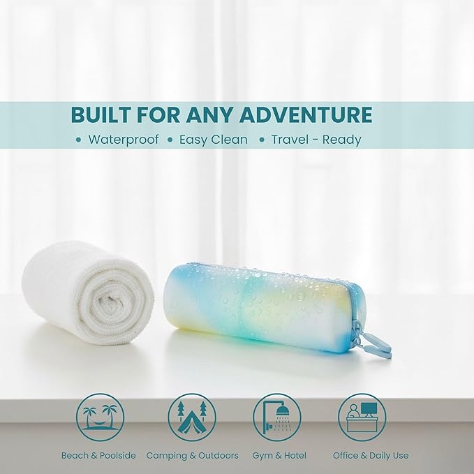 Cotton Round Swab Travel Case, 2 in 1 Portable Hair Accessories Organizer, Hair Tie Organizer, Hair Tie Holder, Bobby Pin Holder, Travel Qtips Case, Purse Organization, Floss Holder (Ocean Breeze)