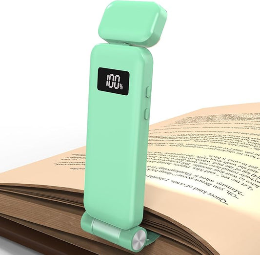 KTEBO Rechargeable Book Light with Clip & Battery Indicator, 9 Luminescence Modes, USB-C Portable 1.6 oz Ultralight Lamp for Night Reading in Bed, Readers - Green