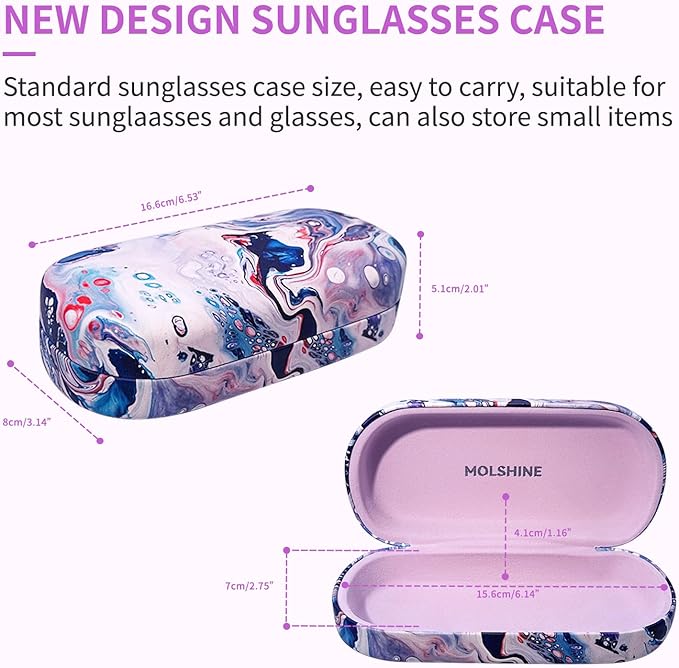 molshine Hard Shell Sunglasses Case,Classic Large Glasses Case for Women Men,Sunglass Eyeglasses