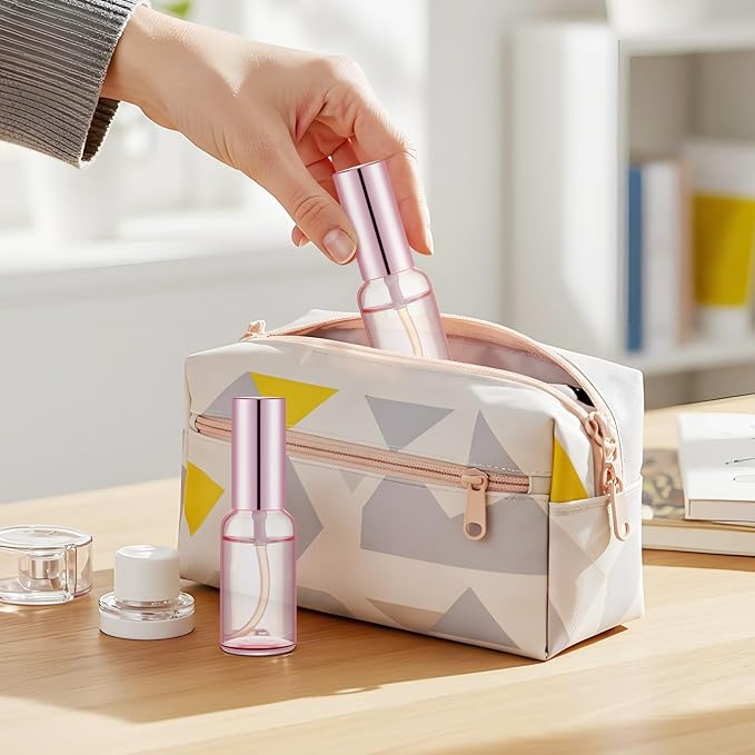 Tessco for you 20 Pcs 1 oz/30 ml Glass Spray Bottles Empty Perfume Atomizer Refillable Clear Decorative Empty Bottles with Fine Mist Sprayer Pump for Face Body Travel(Pink)