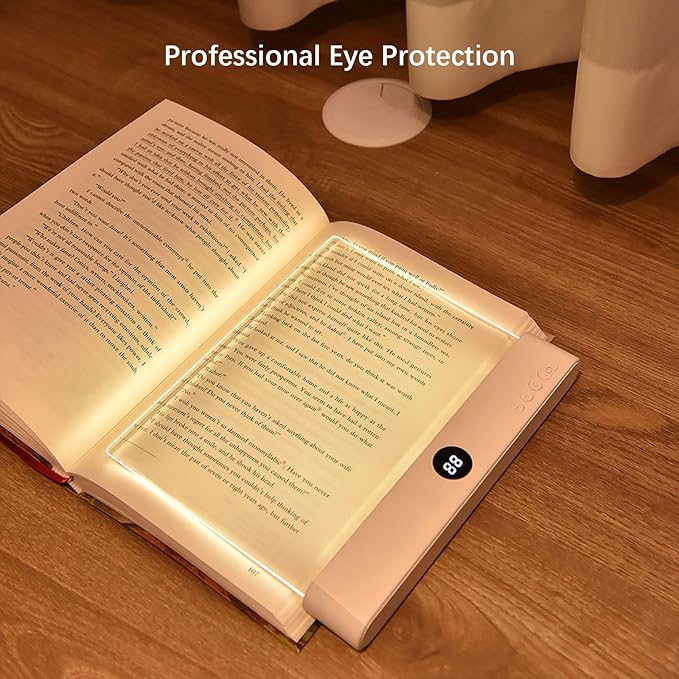 LED Book Light and Night Light 2 in 1, 3 Color Temperatures & Stepless Dimming, USB Rechargeable Reading Light with Timer for Night Reading 1pc (Black)