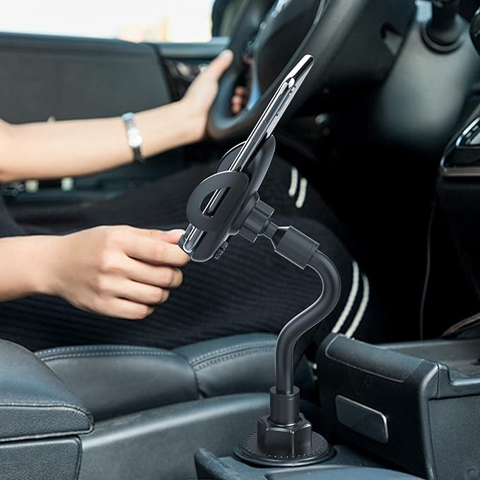 Phone Holders for Your Car, Cup Holder Phone Mount, Universal Adjustable Gooseneck Cup Holder Cradle Car Mount for iPhone 17/16/15/14/13/12/11/Pro Max/X/Xs/XsMax/8/8Plus,Samsung,Huawei,LG, Sony(Black)
