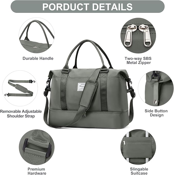 Weekender Bags for Women,Travel Duffle Overnight Bag with Shoe Compartment,Personal Item Carry On Bag,Gym Bag,3 Pcs Set