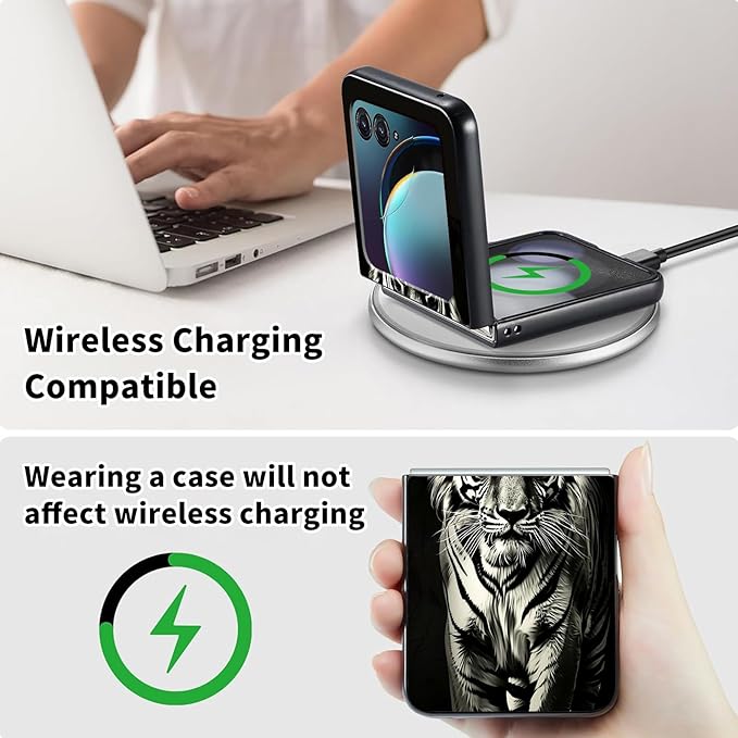 for Motorola Moto Razr 2024 Case,Moto Razr 50 Phone Case Cute Slim Hard PC Ultra-Thin Anti-Scratches Shockproof Protective Cover,Cool Black Tiger