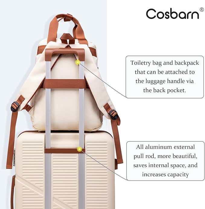 Cosbarn Luggage Sets 5 Piece Suitcases with Wheels, Suitcase Set ABS Hard Case Luggage with TSA Lock Spinner Wheels Durable Travel Luggage (5-Piece Set(20"/24"/28"))