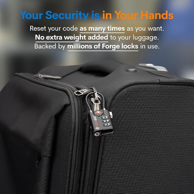 TSA Approved Cable Luggage Locks, Re-settable Combination with Alloy Body