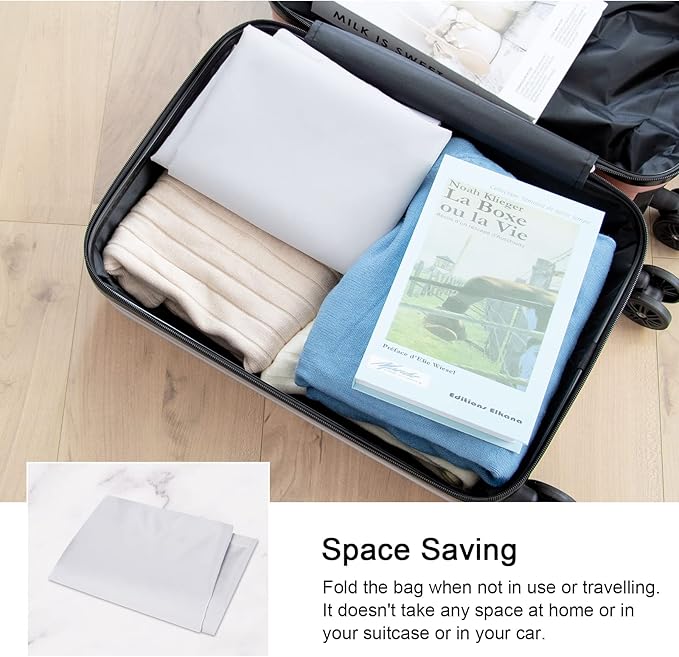 Polecasa Extra Heavy-Duty Laundry Bag 21x24”- Machine Washable Small Storage Bag with Reinforced Handles & Drawstring Closure & ID Tag for College Dorm Travel -Silver
