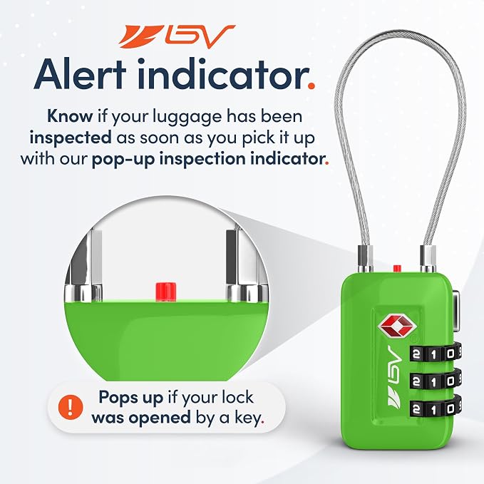 TSA Accepted Luggage Travel Lock, Set-Your-Own Combination Lock for School Gym Locker, Luggage Suitcase Baggage Locks, Filing Cabinets, Toolbox, Case(Green, 4 Pack)
