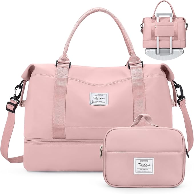 Weekender Bags for Women,Personal Item Travel Bag with Shoes Compartment,Overnight Travel Duffel Bag with Toiletry Bag