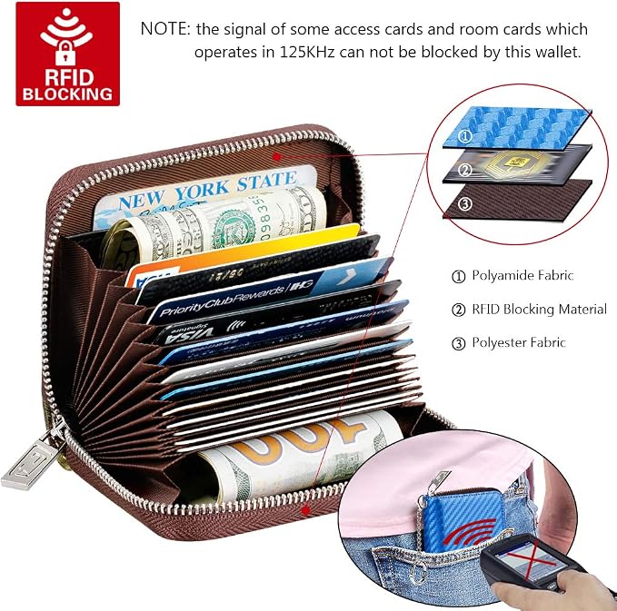 FurArt Zipper Wallet Women, RFID Blocking Credit Card Wallet, Business Card Holder, Compact Size KeyChain Wallet