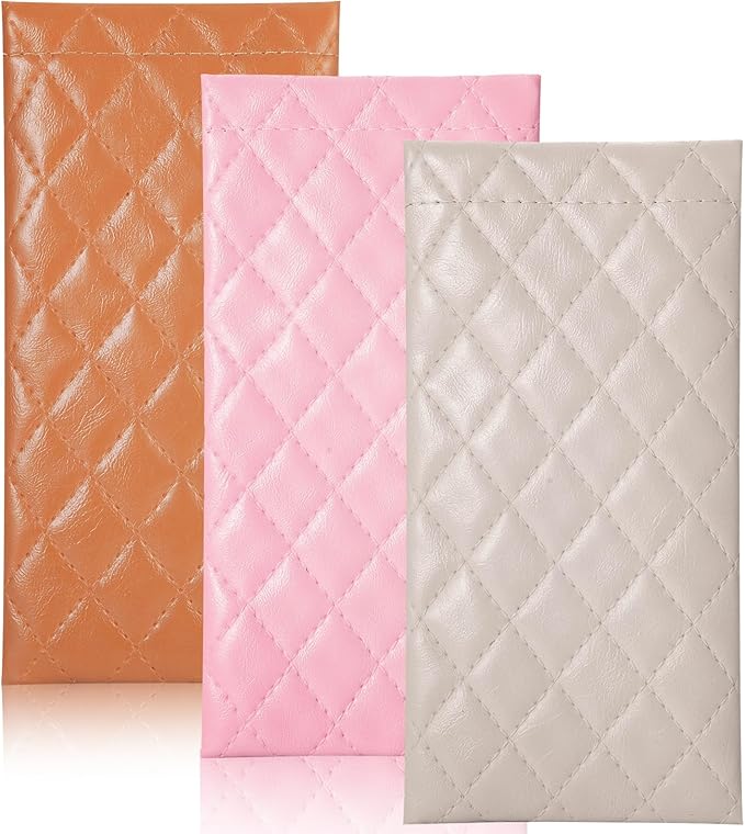 TRIUMPH VISION Squeeze Leather Sunglasses Pouch - 3 Pack Glasses Case Soft Eyeglass Sleeve Pouch Holder