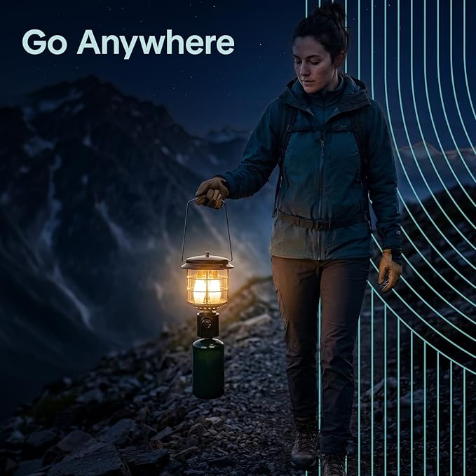 Camping Lantern 1500 Lumens, Bright Outdoor Lantern with Adjustable Light, Easy Ignition, Durable Design, Propane Lantern for Camping, Hurricane and Backup Use
