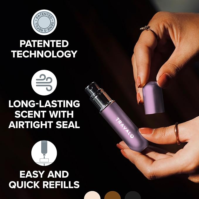 Travalo Classic HD Perfume Atomizer - Leak-Proof and TSA Approved for Air Travel - Reusable, Airtight, Easy-Fill Mini Pump Sprayer - Lightweight, Elegant Design w/Volume Window - Perfect Pink 0.17oz