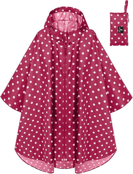 SaphiRose Lightweight Waterproof Rain Poncho for Adults with Hood Portable Rainwear for Outdoor