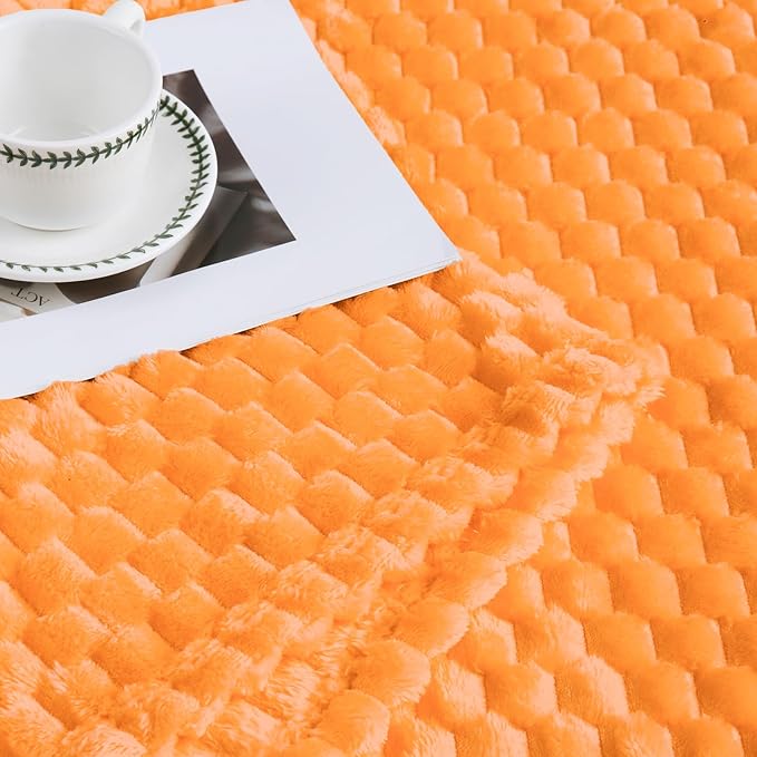 Bnuitland Flannel Throw Blanket, 300 GSM Fleece Cozy Warm Soft Home Decor Lightweight Bed Sofa Blanket for Adults, Suitable for All Seasons(Light Orange,50X71 inches with Pillow Cover)