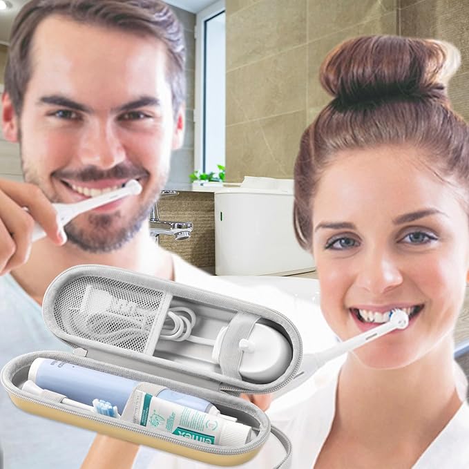 Toothbrush Travel Case for Oral B/Oral-B Pro 1000 1500 5000 7000 & Philips Sonicare 4100 1100 5300 5100 6100/iO Electric Toothbrush, Hard Protective Storage Bag (Dazzling gold)