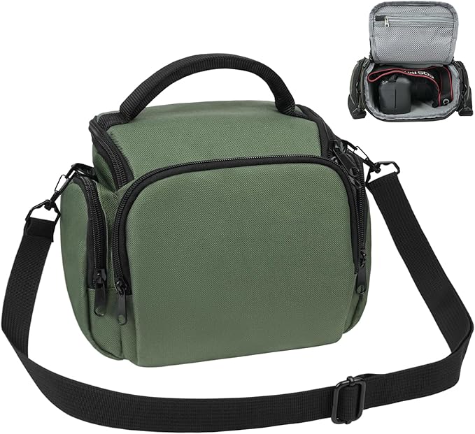 Ainiv DSLR Camera Bag, Waterproof Anti-Shock SLR Camera Case, Large Adjustable Shoulder Strap Camera Backpack, Portable Crossbody Single Shoulder Backpacks Compatible with Canon, Sony, Nikon, Green