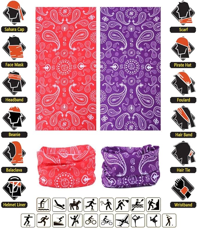 VANCROWN Headband Neck Gaiter Head Wrap Headwear Face Mask Magic Scarf Bandana for Men and Women