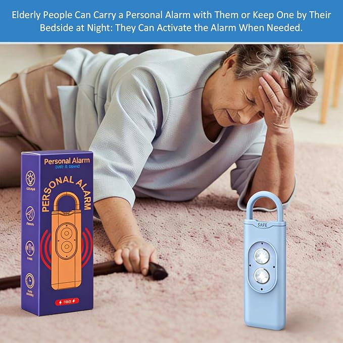 Halo-Siren Keychain, HaloSiren Personal Safety Alarm - 130db Loud Alarm Keychain with LED Strobe Light, Compact Emergency Siren (Double Flashing Lights - Orange + Copper Ring)
