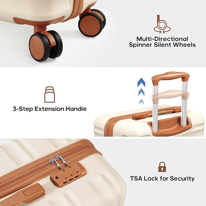 7 Piece Luggage Sets with Premium YKK Zipper, 20/24/28in PC Hardside Suitcase With Spinner Wheels, Luggage Airline Approved, Durable Suitcase Sets with TSA Locks for Travel