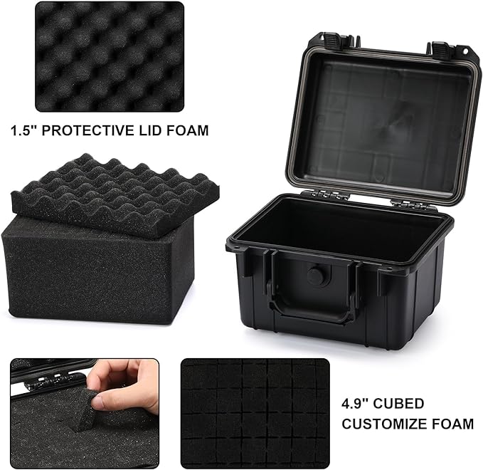 Mayouko Portable Tool Box with Shock- Proof Sponge, Water Proof Grade IP67, Waterproof Hard Case with Foam Insert, Handheld Gimbal Explosion-Proof Box, Waterproof Hard Case, 10.6 x 9.7 x 6.9 inch