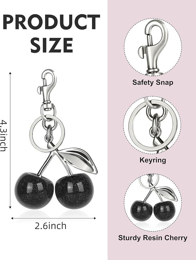OVRUNS Cherry Bag Charm Cute Cherry Accessories Sparkling Purse Charms for Women