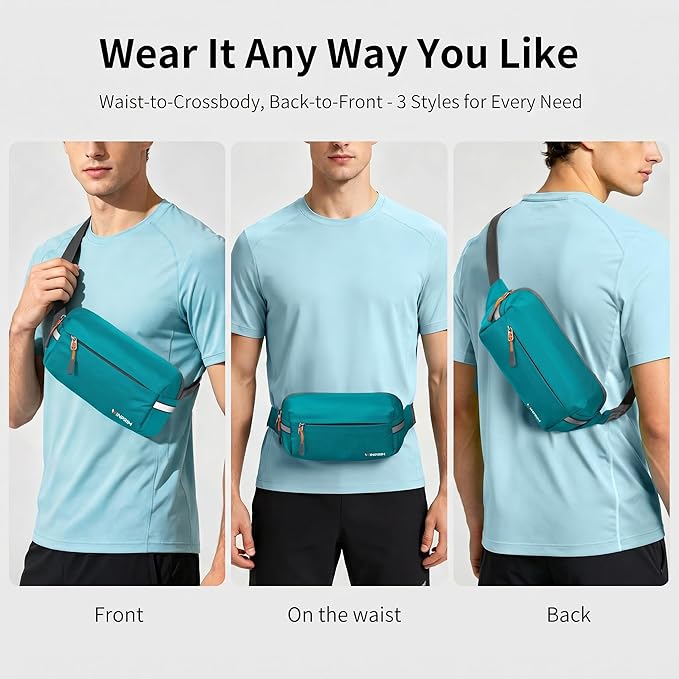 Fanny Pack for Men Women 2L Lightweight Waist Belt Hip Bag Slim Crossbody Adjustable Water Resistant Bum Belt Pouch for Travel Running Shopping Hiking Cycling Climbing EDC BLUE