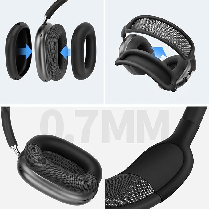 Yinke Smart Case for AirPods Max Headphones Supports Sleep Mode, with AirPods Max Silicone Earpad Cover/Ear Cups Cover and Headband Anti-Scratch Accessories, Hard Organizer Portable Carry Travel