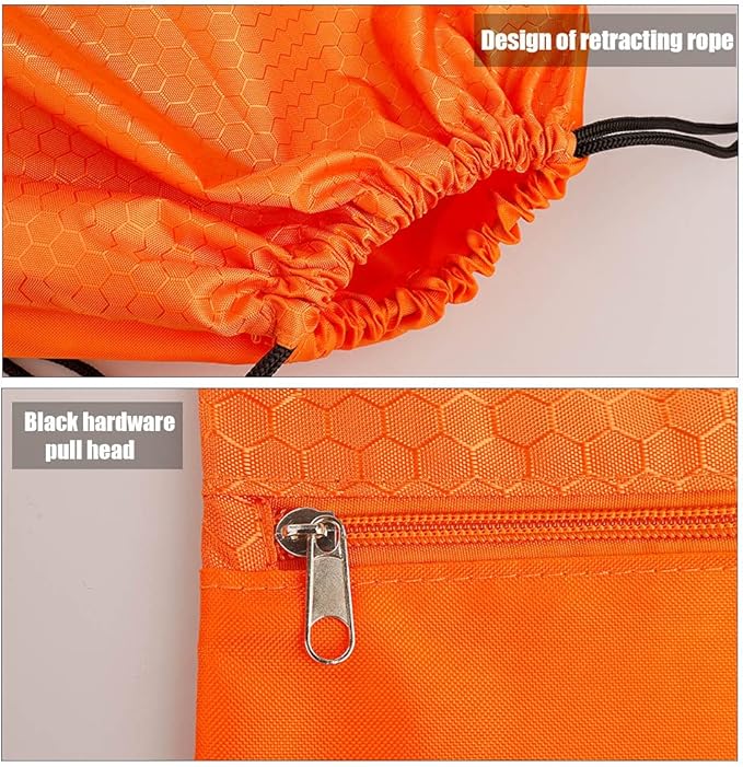 Drawstring Backpack Bag, Waterproof Draw String Back Sack with Zip Pocket, Gym Drawstring Bags Swim Bag for Men Women