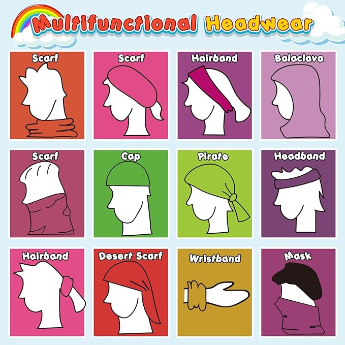 Jiuguva 26 Pcs Neck Gaiter Men Face Mask Headband Boho Head Wrap Headwear Bulk Hiking Seamless Neck Scarf Skull Bandana Women