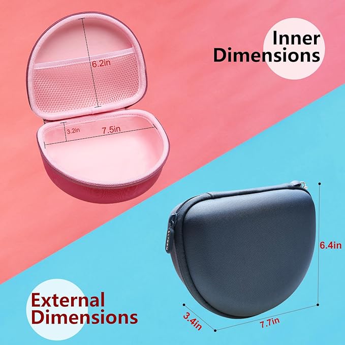 Headphone Case Compatible with Beats Studio Pro/Solo 4 / Studio 3 / Solo 3 / Picun B8 / BERIBES/JLab JBuds Lux ANC Wireless Bluetooth Noise Cancelling Headphones, Black+Gray(Case Only)