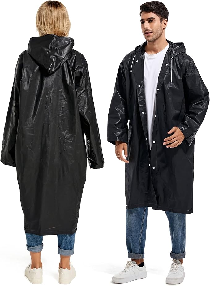 Rain Ponchos for Adults Reusable Raincoats Survival Heavy Duty Military Impermeable 2 Packs Rain Coat…