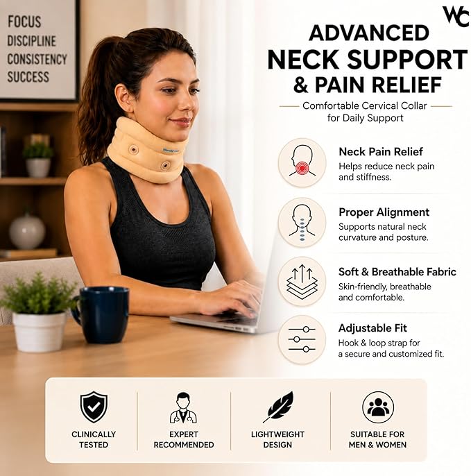 Wonder Care Neck Brace for Sleeping Cervical Collar Adjustable Neck Support Brace Relief Cervical Spine Pressure Ideal for Travel, Office Workers & Neck Injury Recovery, XX-Large
