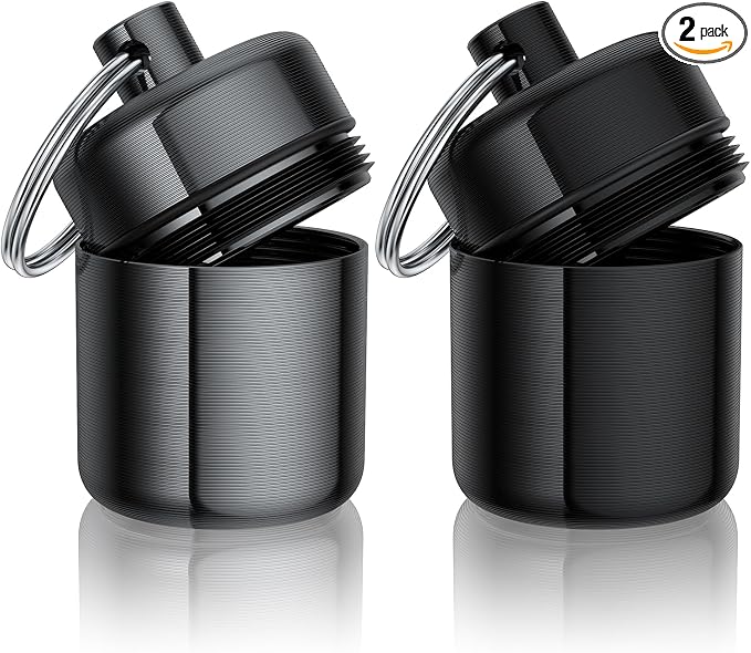 Urekt Ear Plug Carrying Case Keychain(2 Pack), Small Waterproof Metal Earplug Case Ear Plug Holder Container Great for Earplugs, Pills Case Pill Box and Jewelry Holder