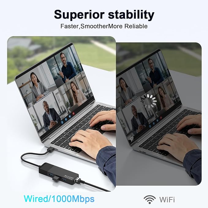 ALL-LUCKY USB Hub with Ethernet Adapter, 4-in-1 USB 3.0 Gigabit Network Hub (1000Mbps, 3×USB 3.0 + RJ45), Plug and Play for Laptop/PC/MacBook/Surface Pro/Dell XPS/HP, Windows/Mac OS/Chrome OS