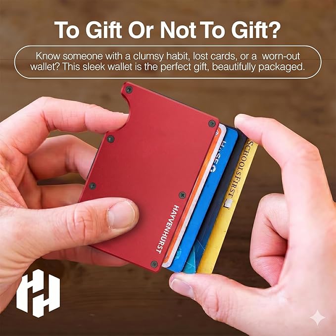 Hayvenhurst Wallet for Men - Slim RFID Blocking Metal Wallet with Money Clip, Minimalist Front Pocket Credit Card Holder, Small Mens Wallet