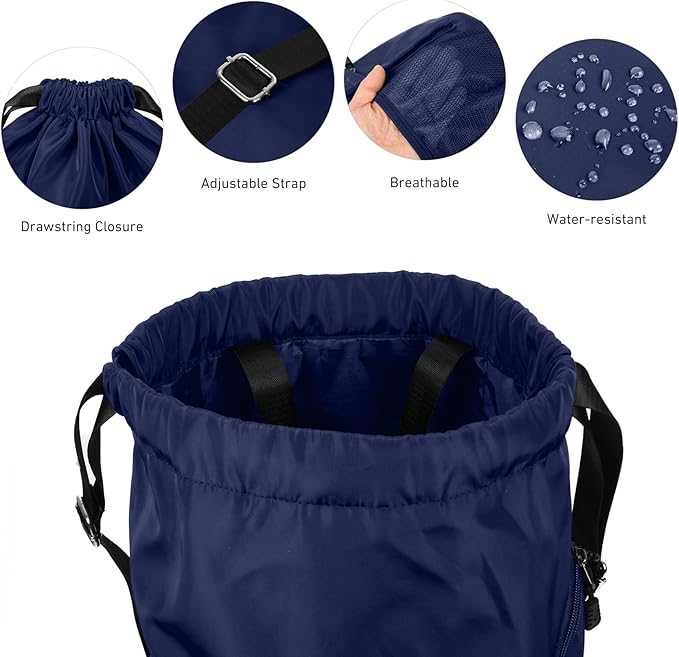 Valleycomfy Waterproof Drawstring Gym Backpack Bag for Men & Women,Sports Gym Bag with Side Pocket Orange