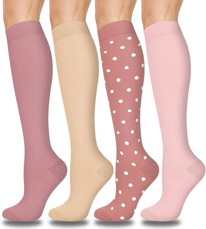 Aoliks Compression Socks for Women & Men 4 Pairs, Best Support for Nurses Running Travel