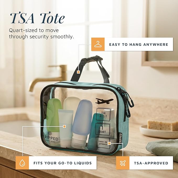 Toiletry Bag Kit Set: Hanging Travel Toiletry Bag + 311 TSA Cosmetic Liquid Bag + Ultralight Accessory Organizer Pouch