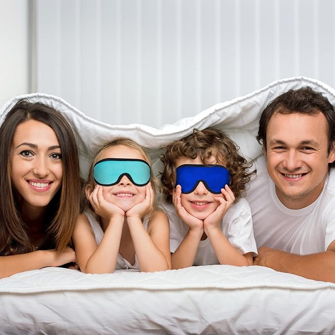 2 Pieces 3D Sleep Mask for Kids Memory Foam Contoured Eye Mask, Travel Sleep Eye Cover with Adjustable Strap, 3D Blindfolds(Blue and Green)