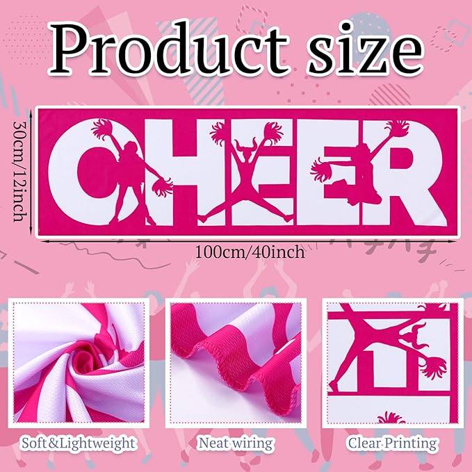 12 Pcs Cheerleader Cooling Towel Cheer Gifts Bulk for Team Cheer Sports Gifts with Bags 40" x 12" Breathable Chilly Microfiber Cooling Towel for Yoga Sport Gym Party Favor (Pink)