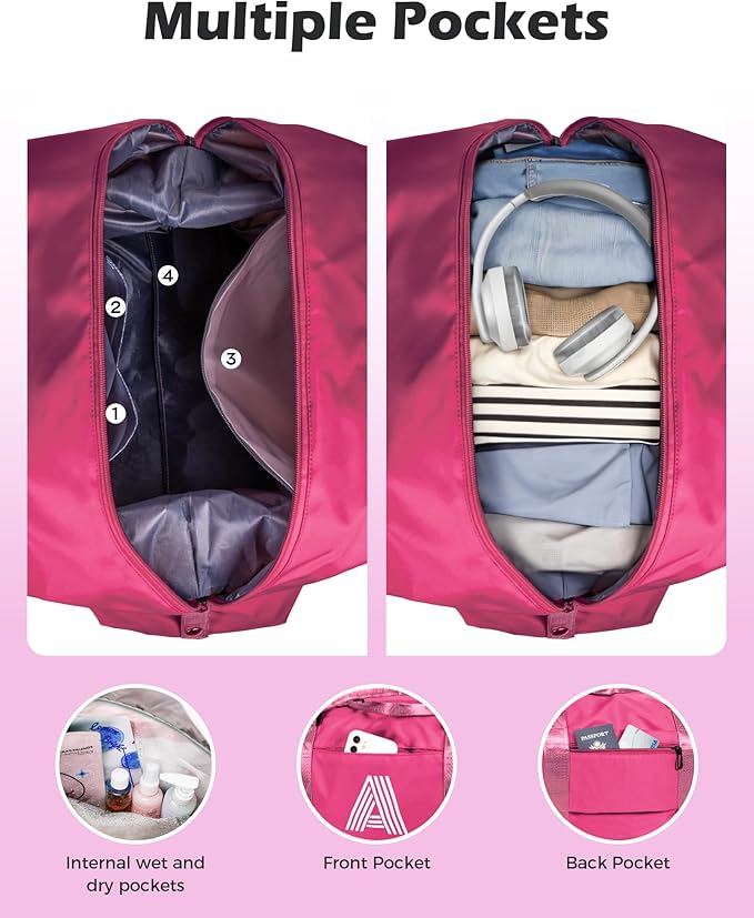 Teen Girl Gifts Trendy Stuff, Birthday Gift, Girl Travel Bag, Sports Bag, Personalized Weekender Bag, Monogram Overnight Bag Gift for Her (Letter B)
