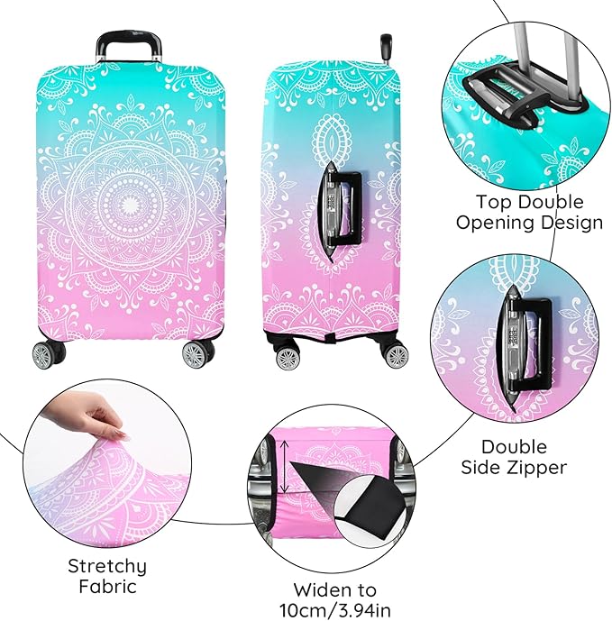 Luggage Covers for Suitcase Elastic Suitcase Covers Luggage Protector Anti-scratch Fits 18-20 Inch Pink Blue Mandala