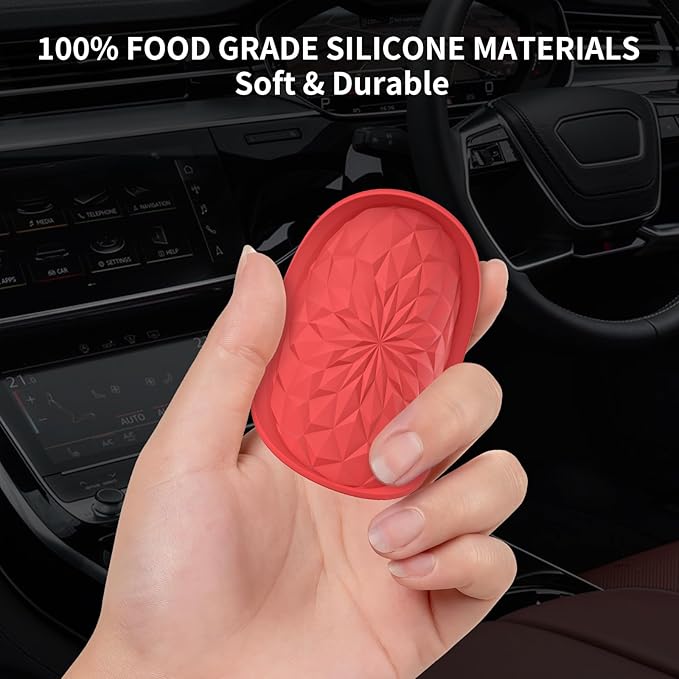 ME.FAN Car Coasters for Cup Holders [4 Pack] - 2.75In Silicone Auto Mug Mats - Universal Non-Slip Recessed Car Interior AccessoriesRed