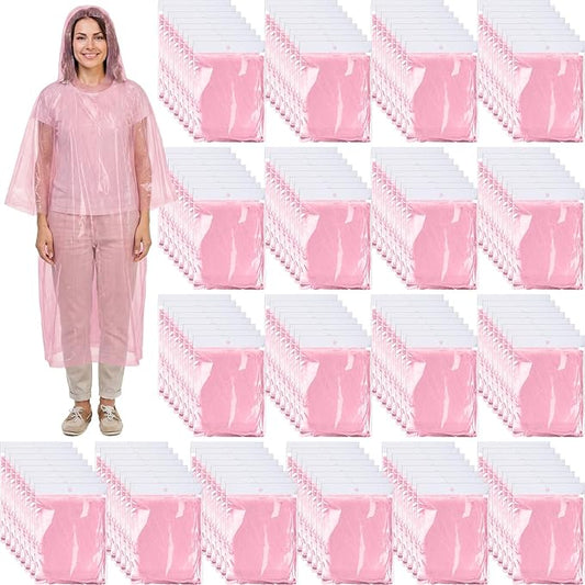 Handepo 100 Pack of Adult Rain Ponchos with Hood Disposable Plastic Rain Ponchos Bulk Emergency Raincoat for Men Women Adult