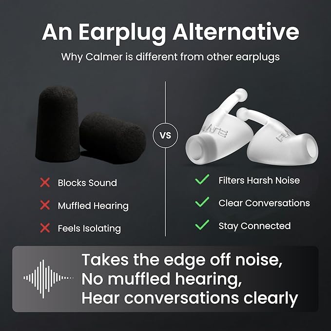 Flare Audio Calmer | Noise Reducing Ear Plugs Alternative | Silicone Reusable Ear Plugs for Noise Sensitivity, Focus and Travel | Ear Plugs for Noise Reduction (Standard, Translucent)