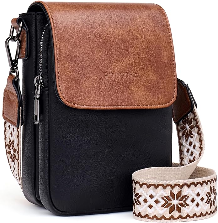 POIUGOYA Crossbody Bags for Women,Small Crossbody Purse with Triple Compartments,Cell Phone Wallet with Card Slots for Travel | Small