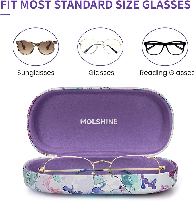 molshine Hard Shell Sunglasses Case,Classic Large Glasses Case for Women Men,Sunglass Eyeglasses