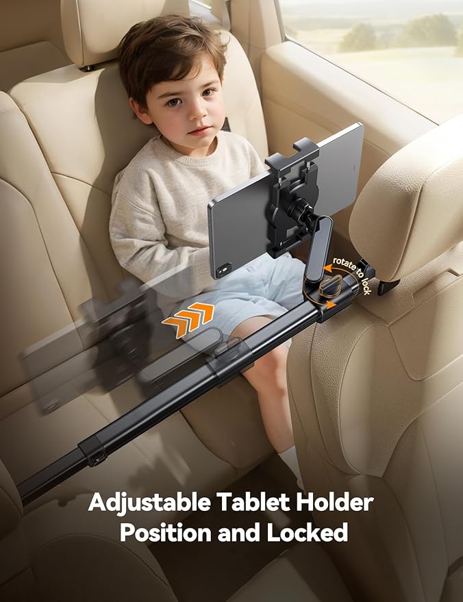 JOYROOM iPad Tablet Holder for Car Backseat, [Extension Arm] iPad Car Holder Back Seat,Tablet Mount for iPad Pro, Air, Mini, Galaxy Tab, Kindle Fire HD, Switch OLED, 4.7-13" Devices